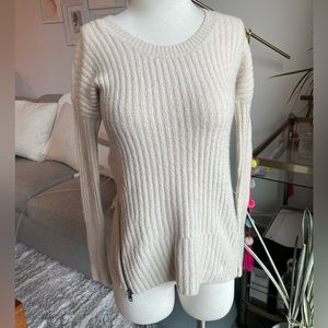 Abercrombie wool blend cable knit sweater with zipper split hem detail